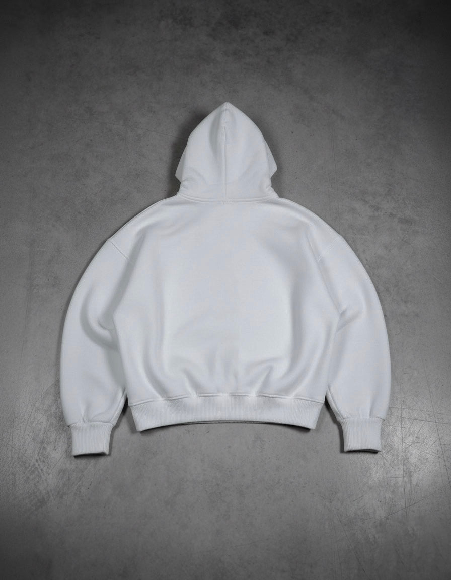 White hoodie boxy fit