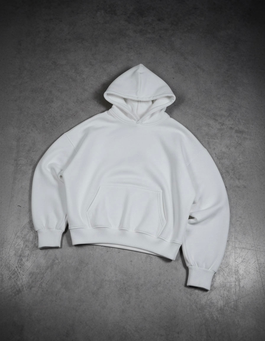 White hoodie boxy fit