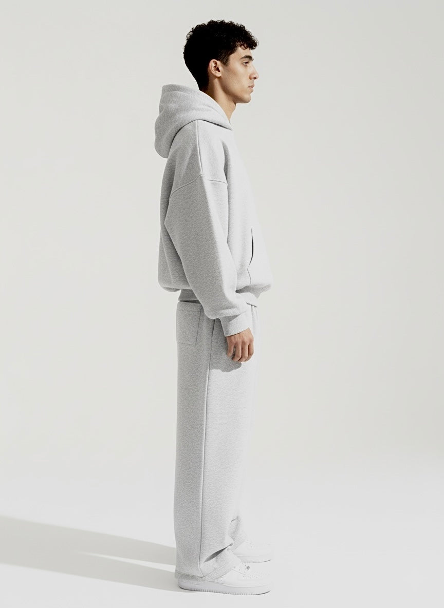 Light gray set sweatpants and hoodie