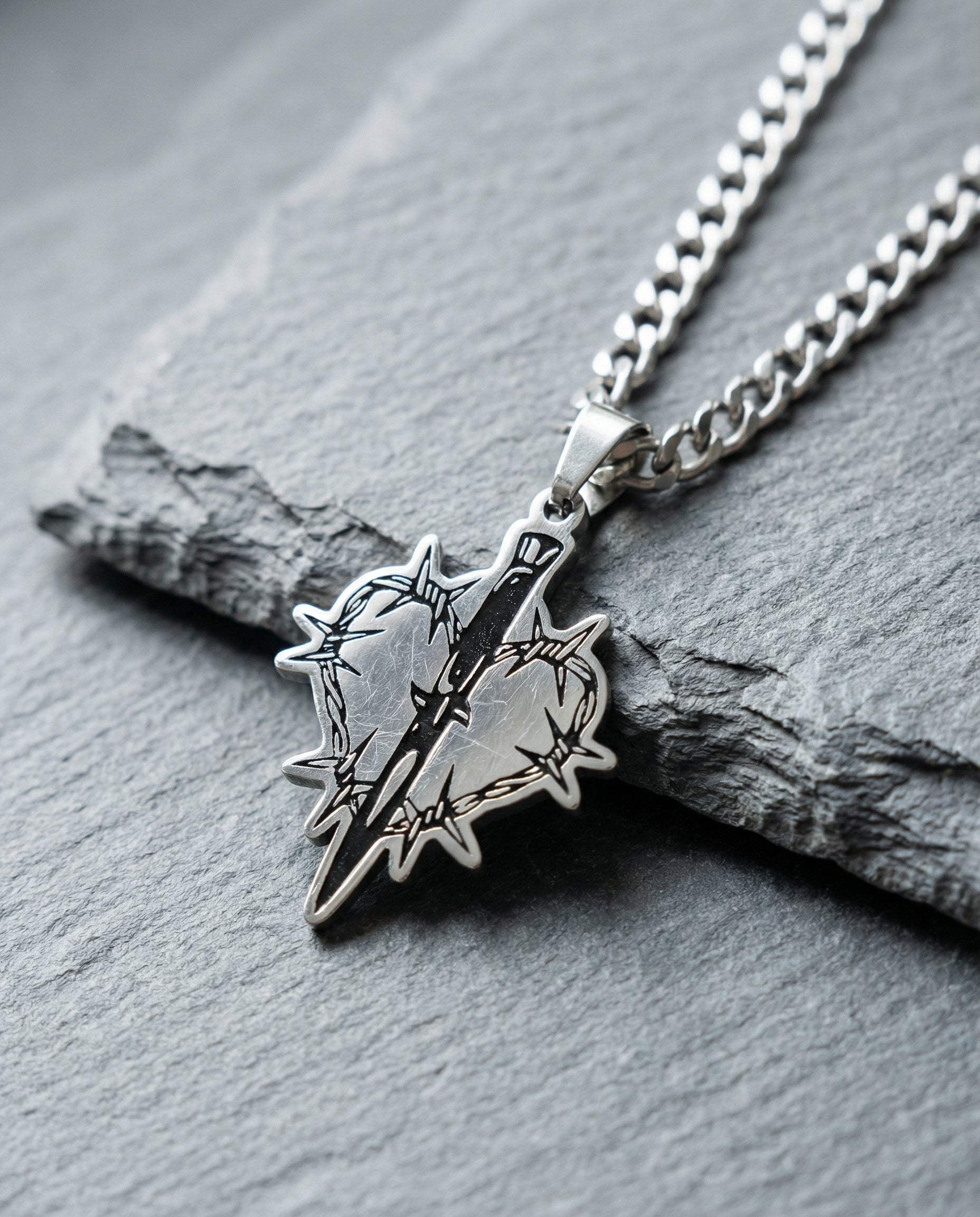 Knife wire heart necklace