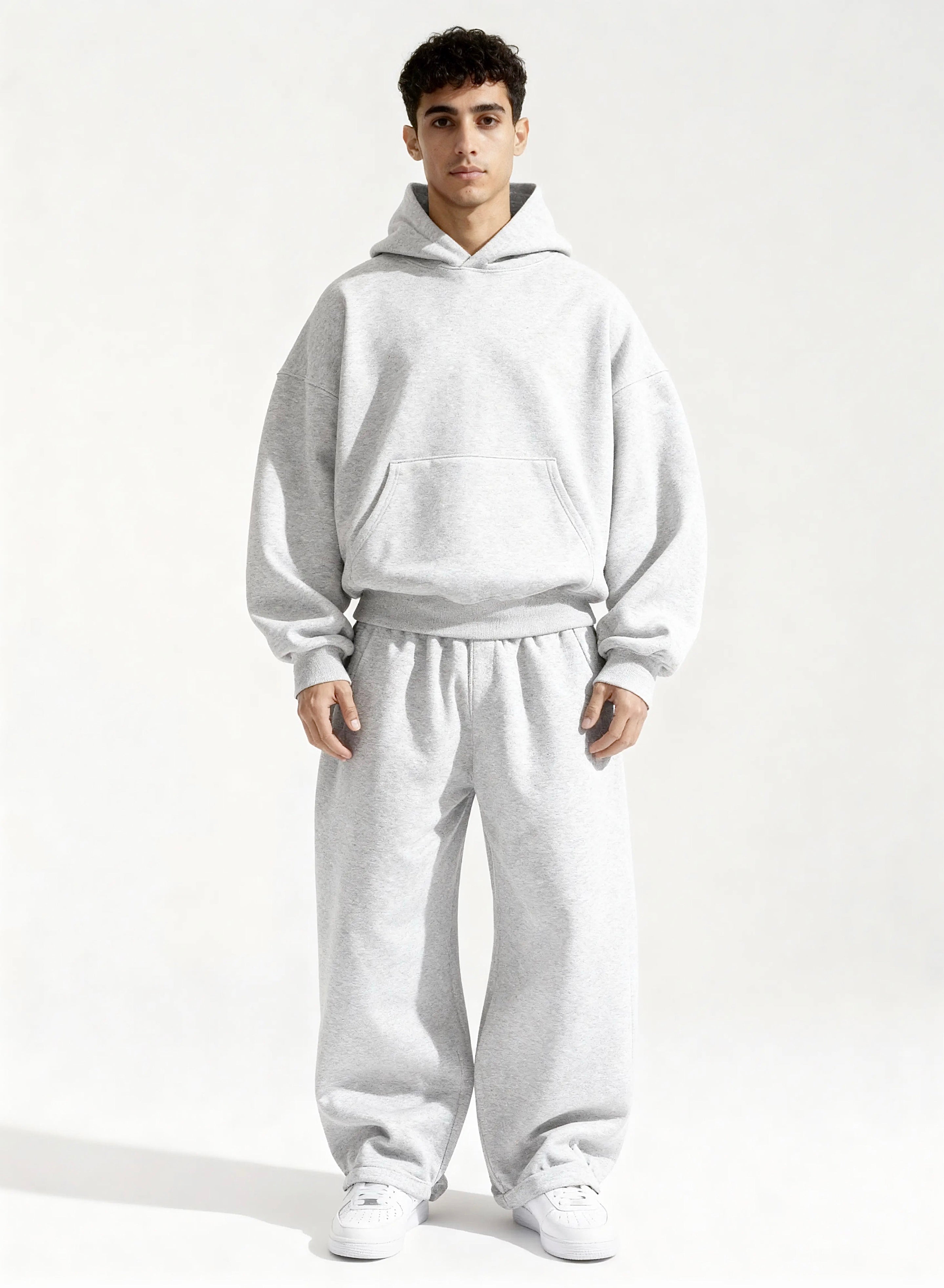 Light gray set sweatpants and hoodie