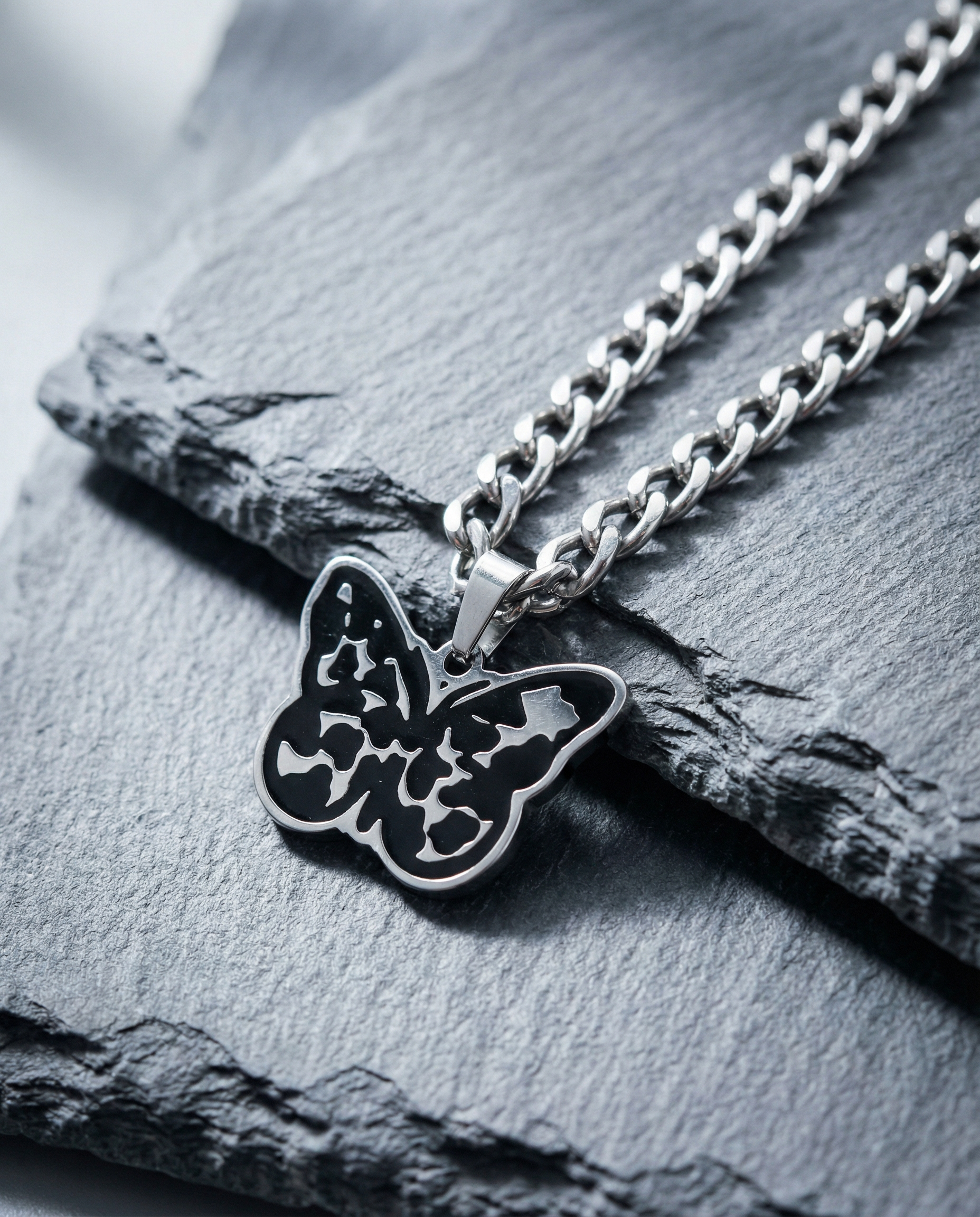 Black butterfly necklace