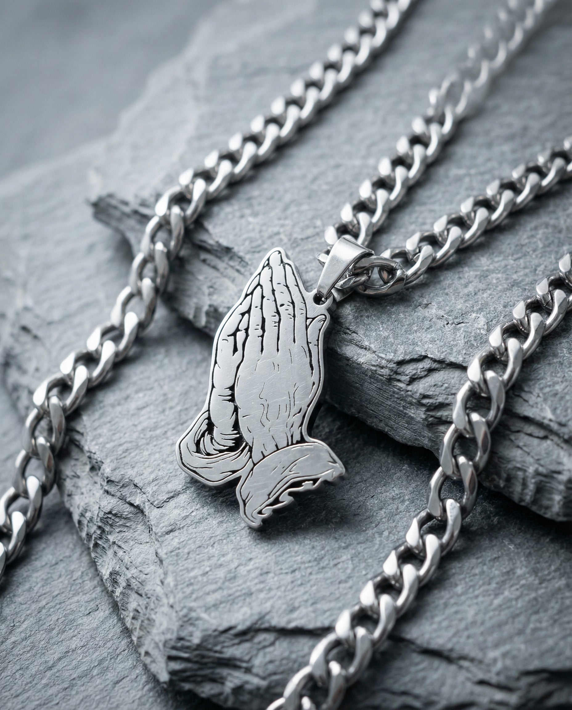 Praying hand necklace