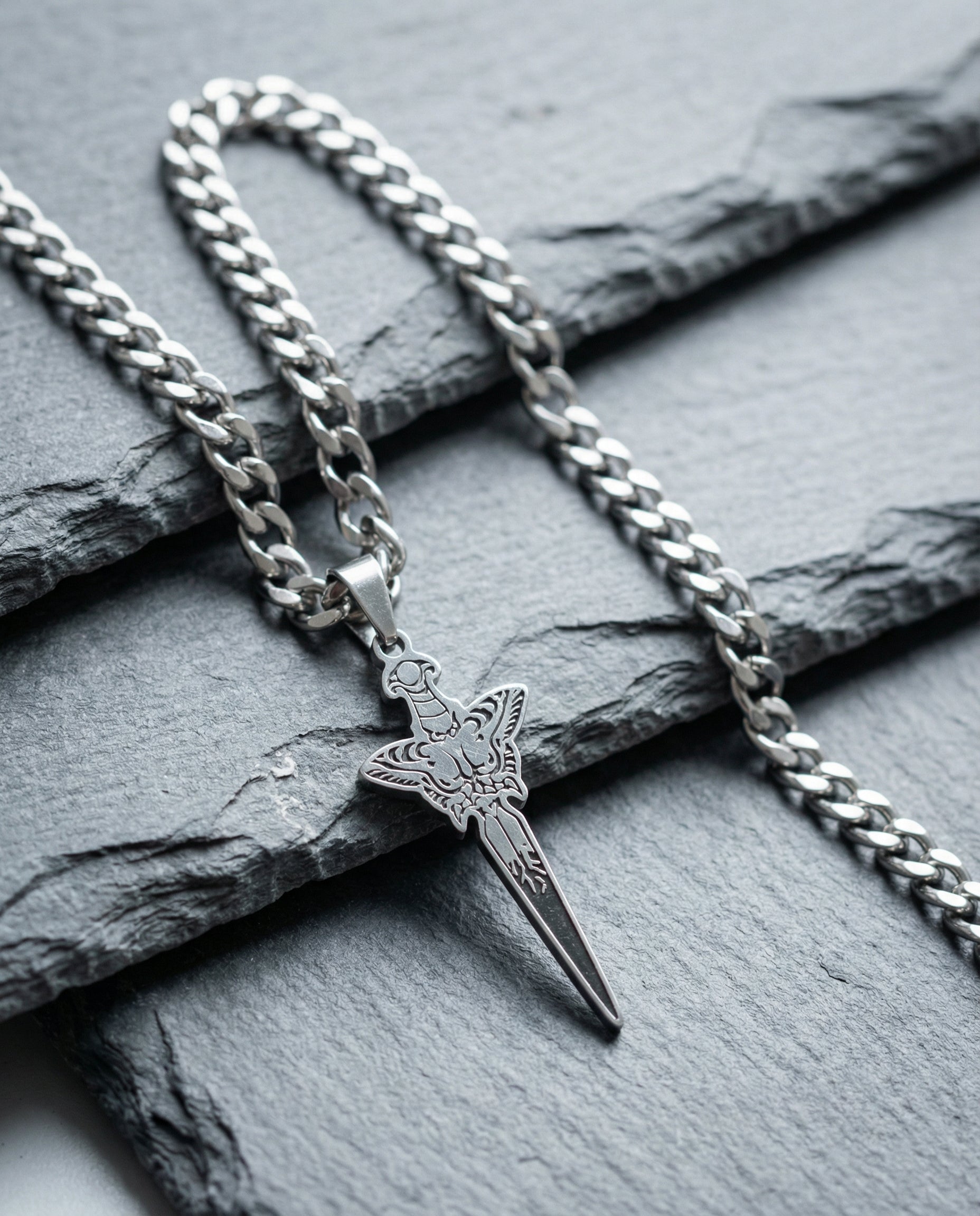 Butterfly sword necklace