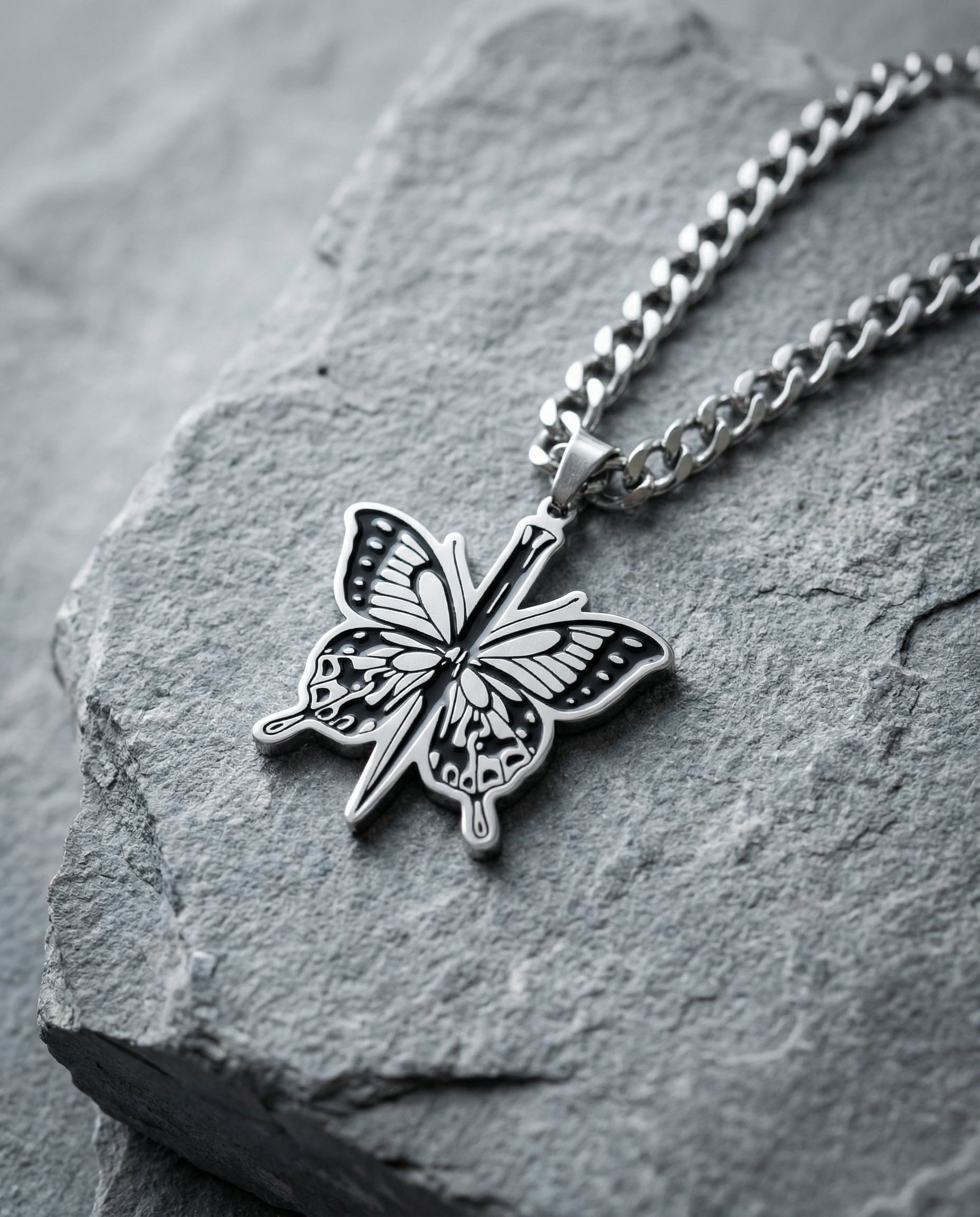 Butterfly knife necklace